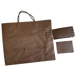 Louis Vuitton large Brown Shopping Gift Paper Bag & 2 Envelopes LOT